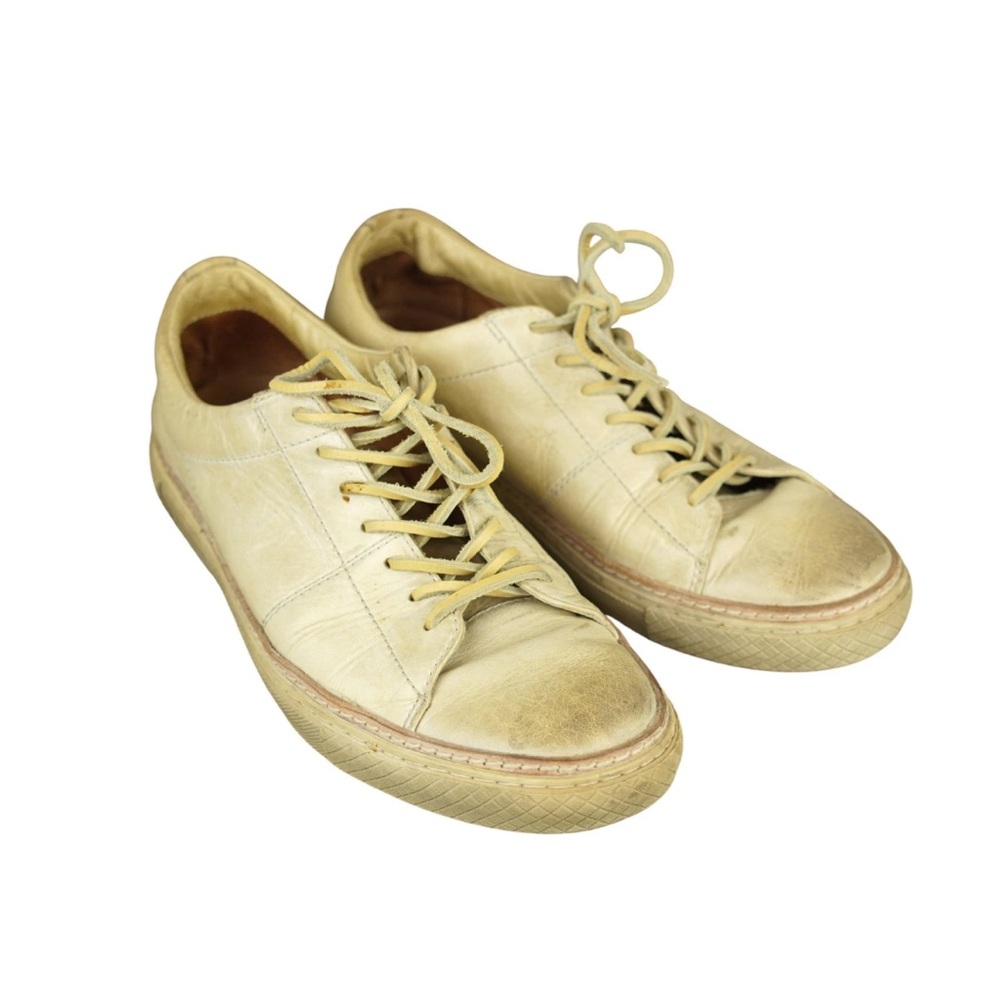 Frye Walker Sneakers Mens Size 9 Cream Ivory Low Top Leather Shoes Leather Lace